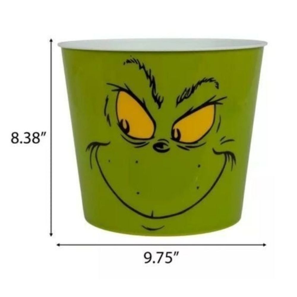 New Plastic Dr. Seuss The Grinch Giant Popcorn Bucket Christmas - Picture 6 of 7